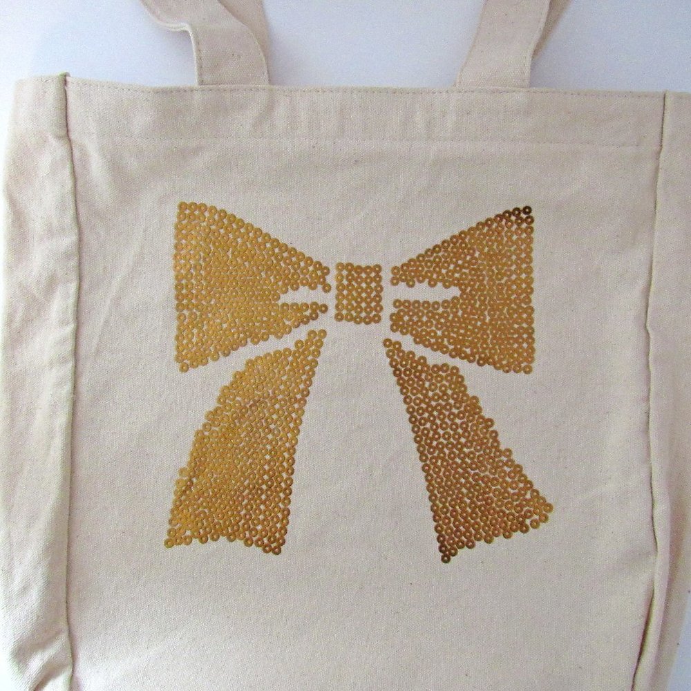 Bath & Body Works Canvas Tote w Sequin Bow